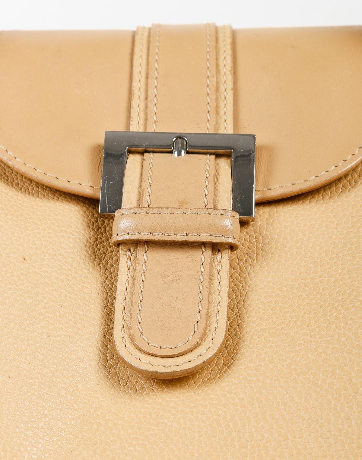 Handbag, Longchamp, Yellow Leather, Chrome Buckle, 20th Century. In Good Condition For Sale In Saint-Ouen, FR
