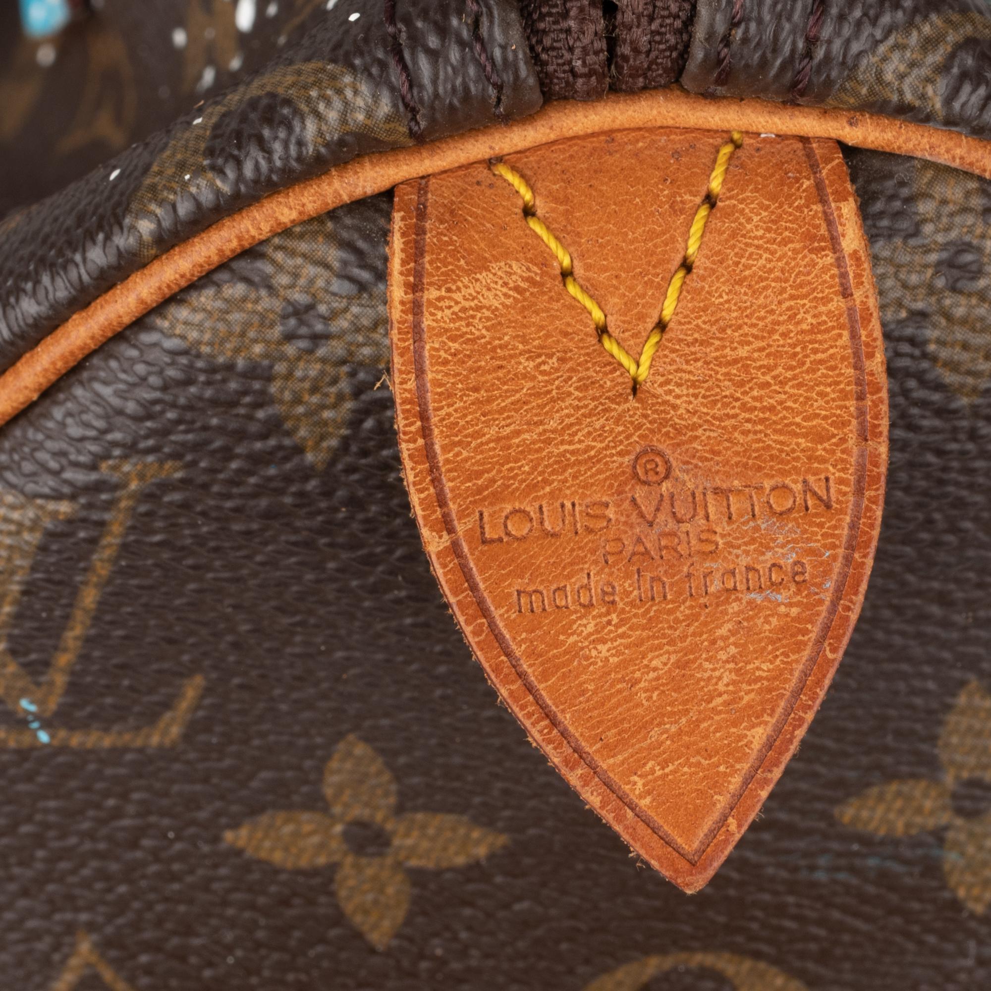 Handbag Louis Vuitton Speedy 30 in Monogram canvas customized 