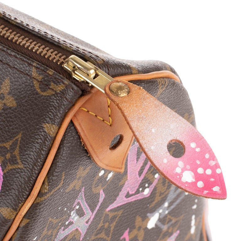 Handbag Louis Vuitton Speedy 35 Monogram customized &quot;Pink Panther I&quot; by PatBo ! For Sale at 1stdibs