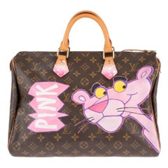 Handbag Louis Vuitton Speedy 35 Monogram customized "Pink Panther I" by PatBo !