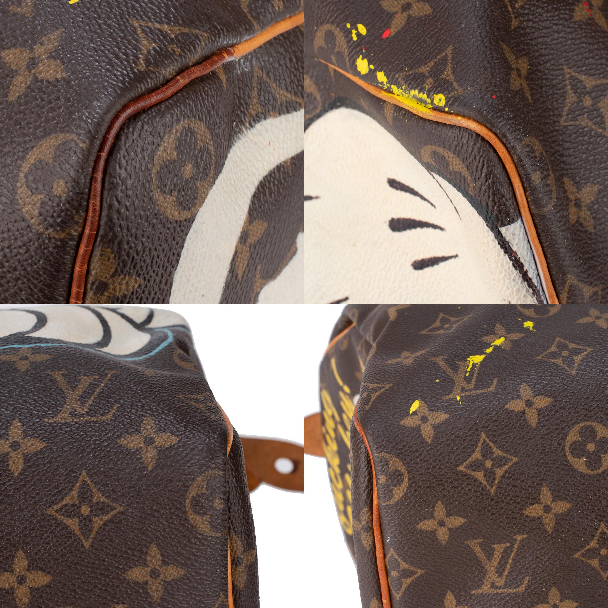Handbag Louis Vuitton Speedy 40 in Monogram canvas customized by PatBo ! 4