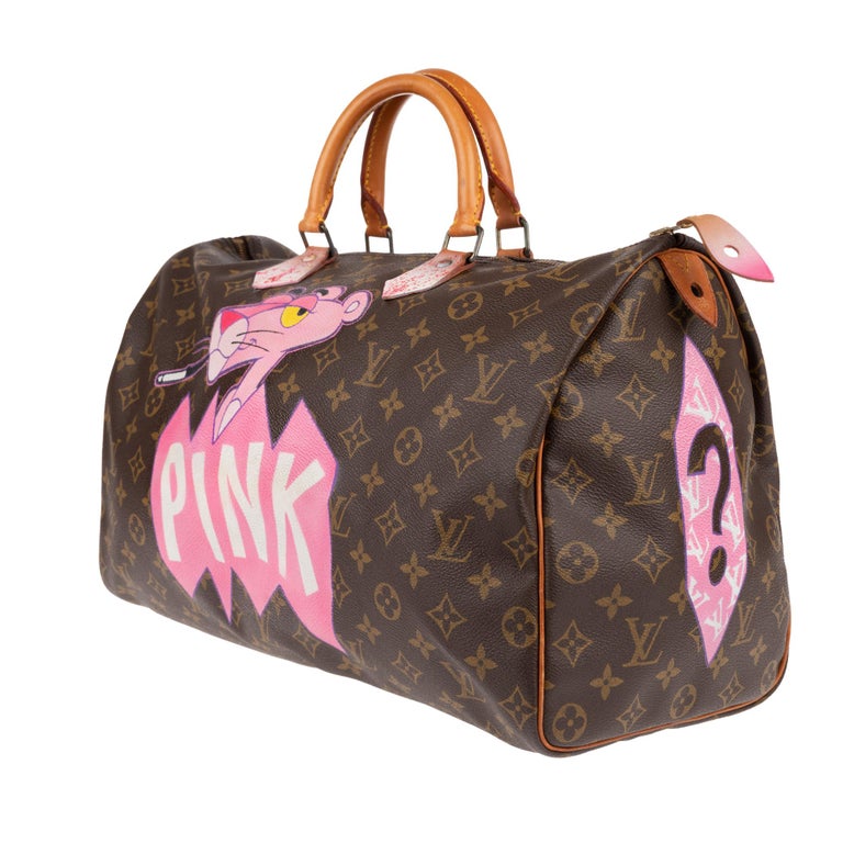 Handbag Louis Vuitton Speedy 40 in Monogram canvas customized "Pink