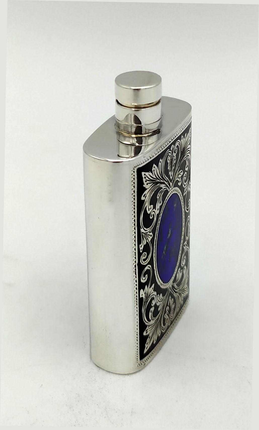 Italian Handbag Perfume Holder Baroque style Blue Enamel Sterling Silver Salimbeni For Sale