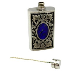 Handbag Perfume Holder Baroque style Blue Enamel Sterling Silver Salimbeni