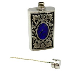 Borsetta Portaprofumo stile barocco Smalto blu A. Silver