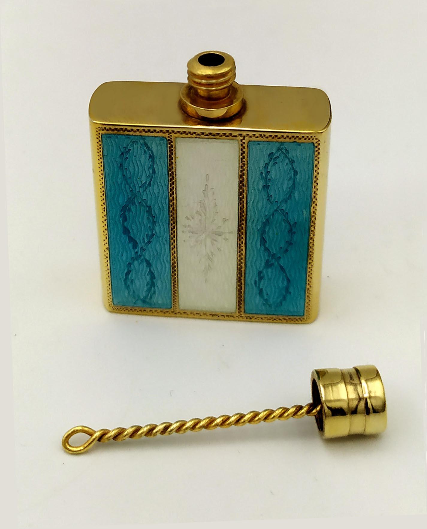Stile impero Porta profumo da borsetta smalto su guilloché e raffinate incisioni a mano Salimbeni. in vendita