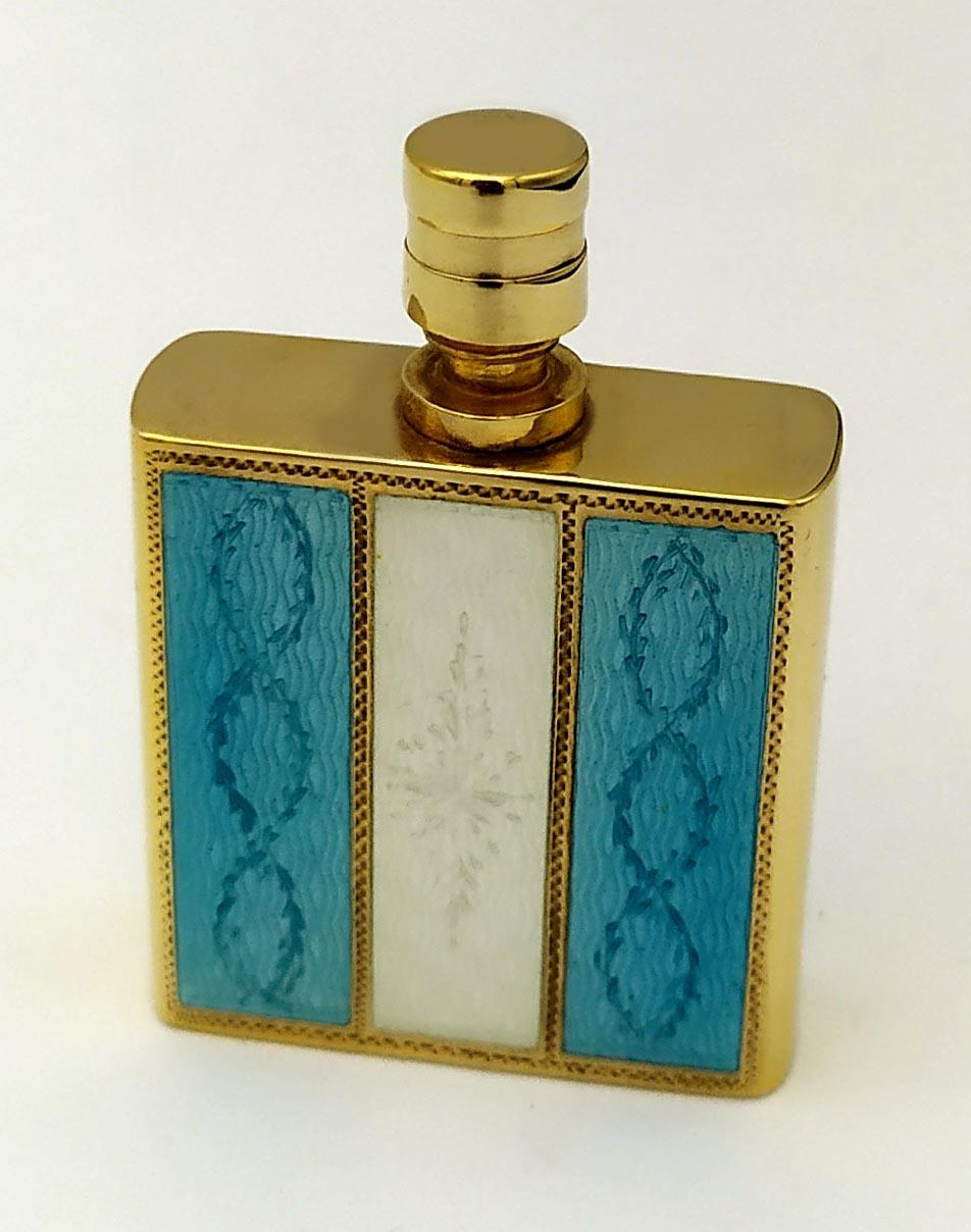 Italiano Porta profumo da borsetta smalto su guilloché e raffinate incisioni a mano Salimbeni. in vendita