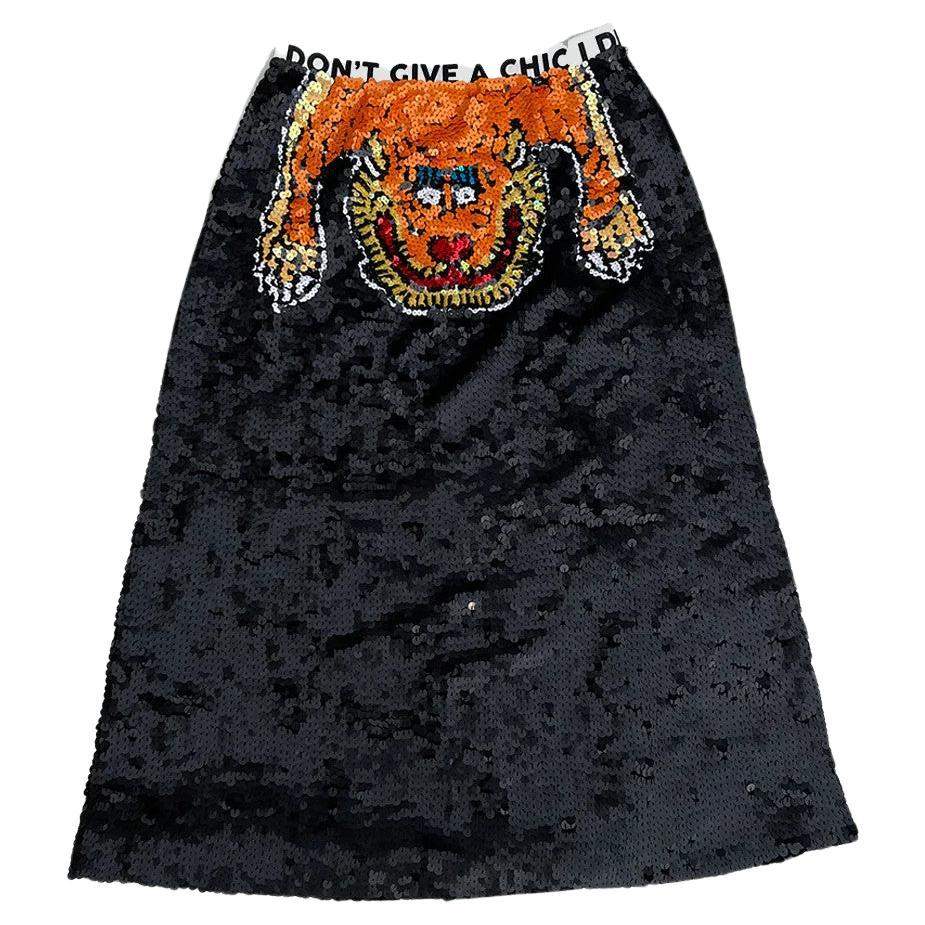 Handbeaded sequins tiger skirt For Sale