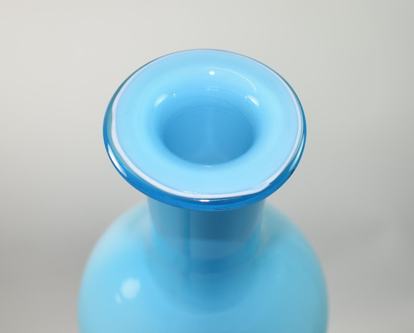 Blown Glass Handblown Aqua Blue Empoli Italian Decanter 27