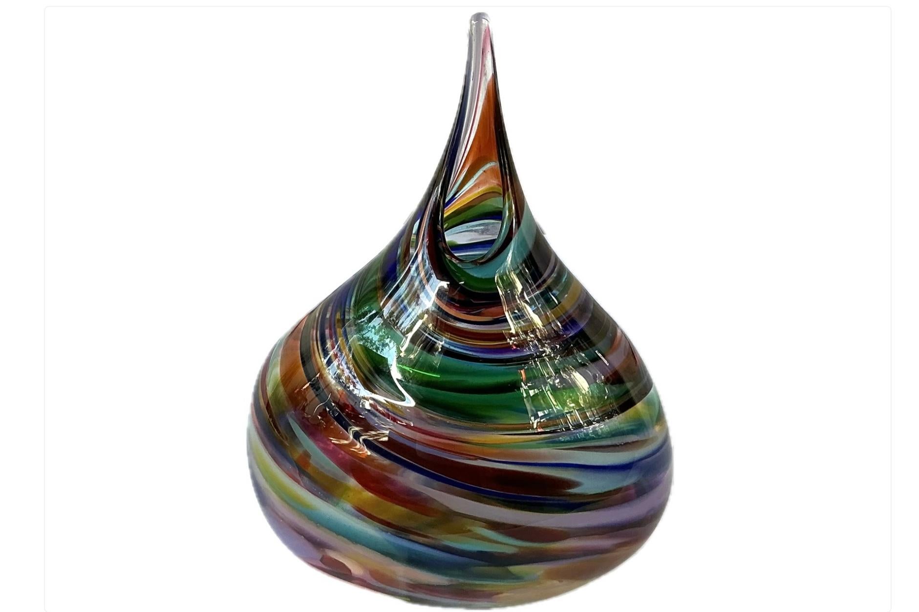 Vase en verre d'art soufflé à la bouche par David Goldhagen en vente 3