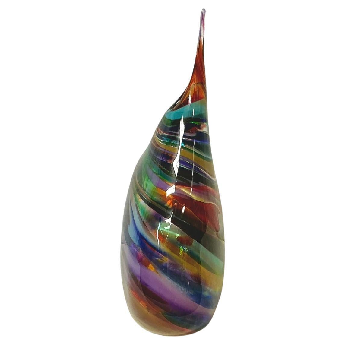 Vase en verre d'art soufflé à la bouche par David Goldhagen Bon état - En vente à Bradenton, FL