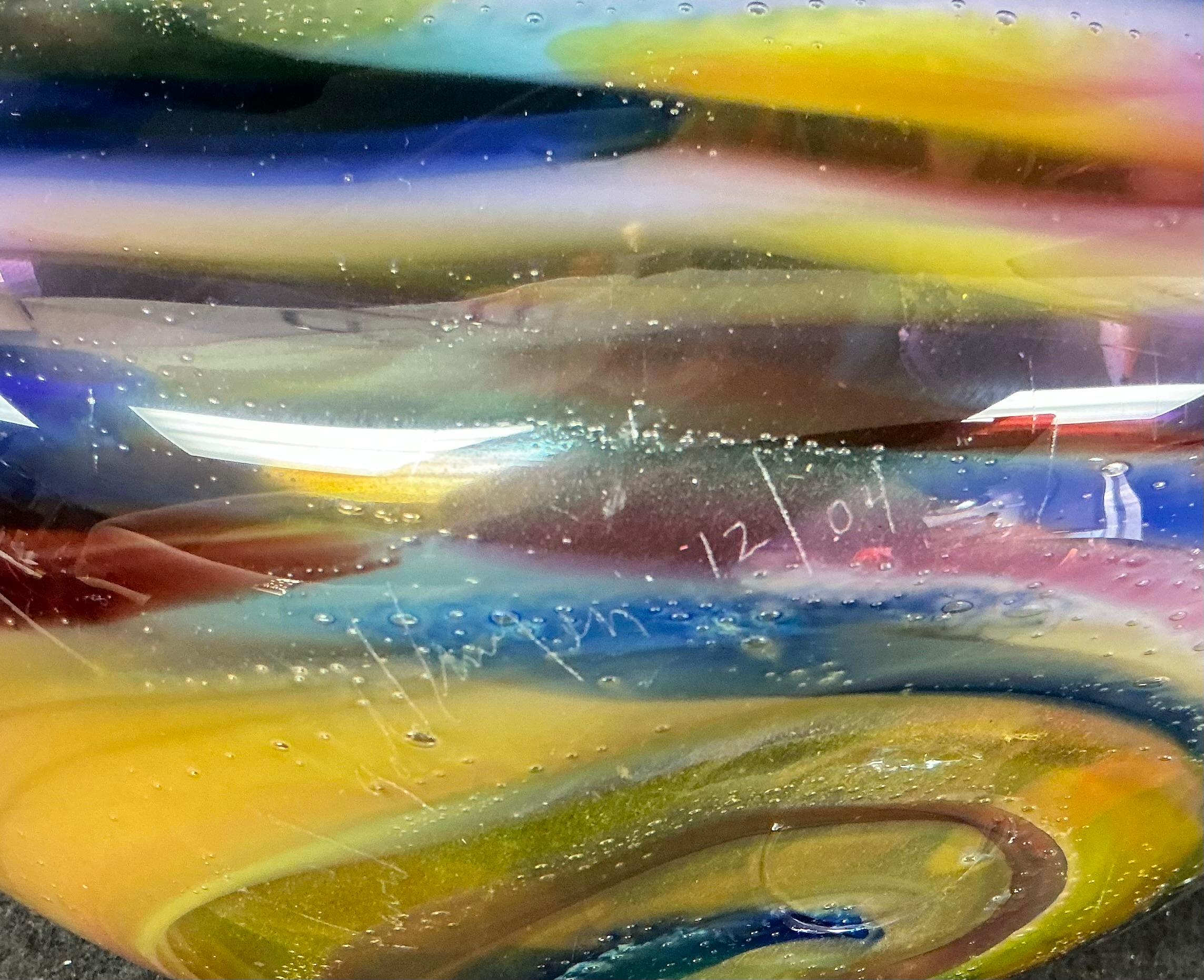 Verre d'art Vase en verre d'art soufflé à la bouche par David Goldhagen en vente