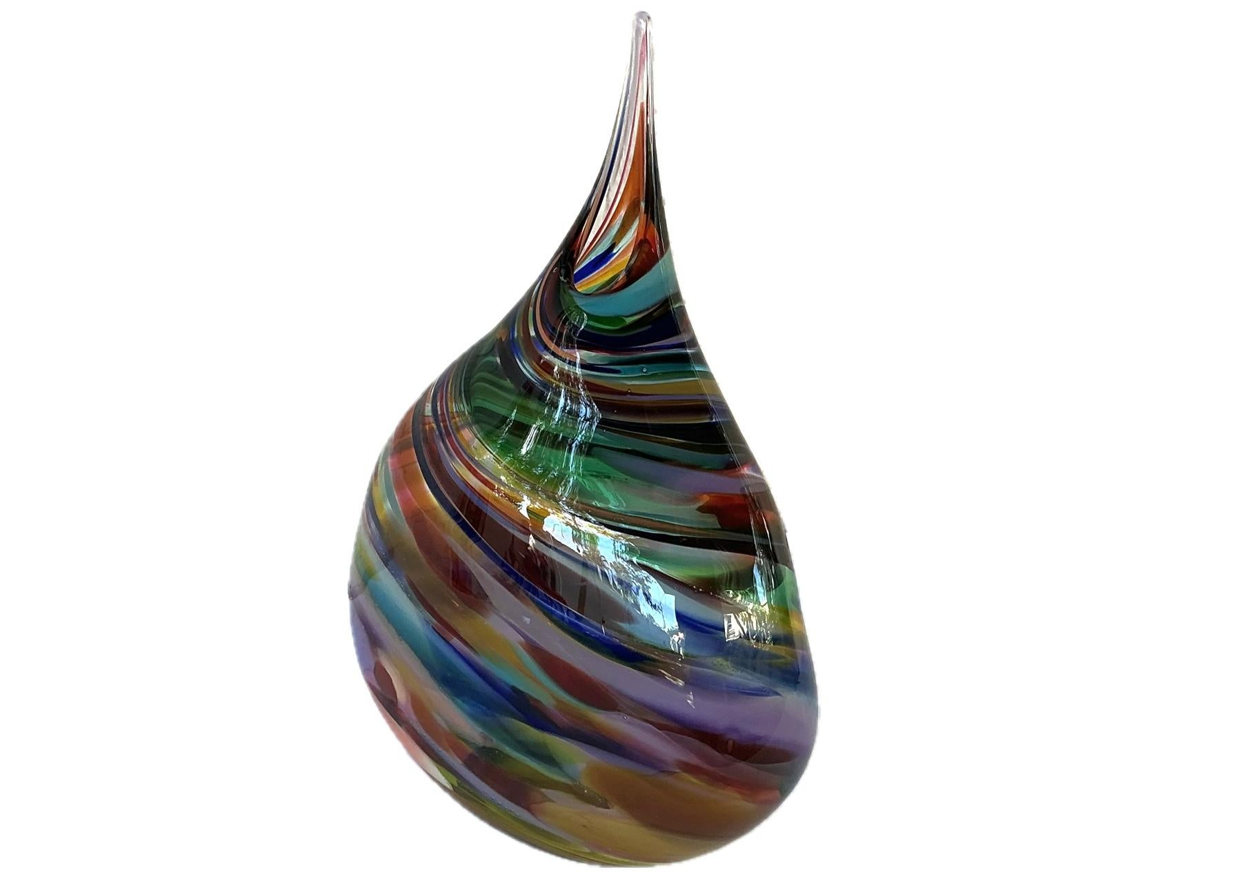 Vase en verre d'art soufflé à la bouche par David Goldhagen en vente 2