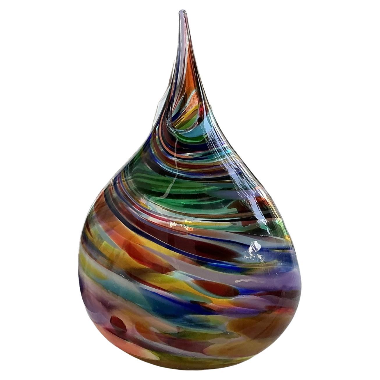 Vase en verre d'art soufflé à la bouche par David Goldhagen en vente