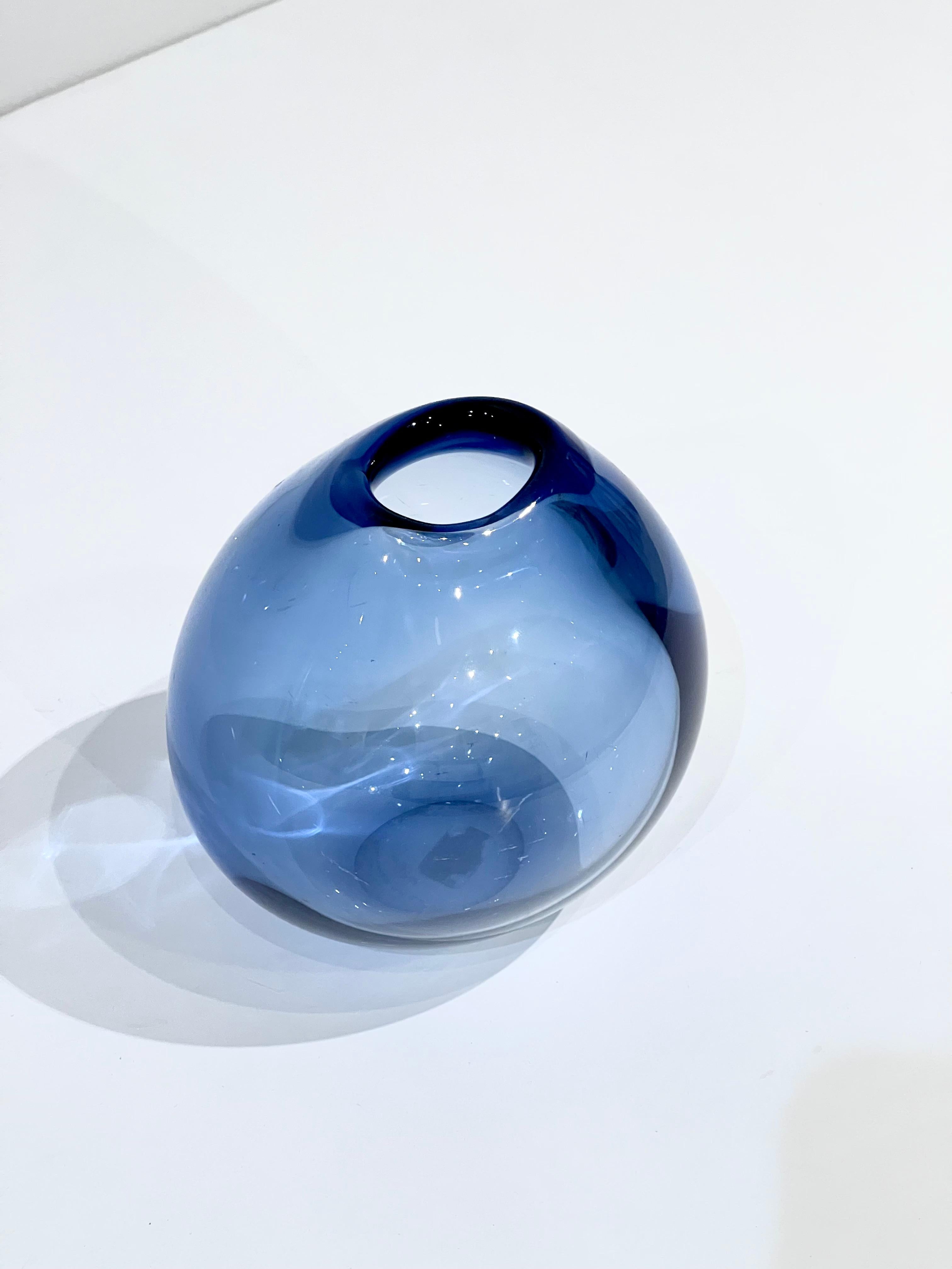 Handblown Blue Glass Vase by Per Lutken for Holmegaard In Good Condition For Sale In New York, NY