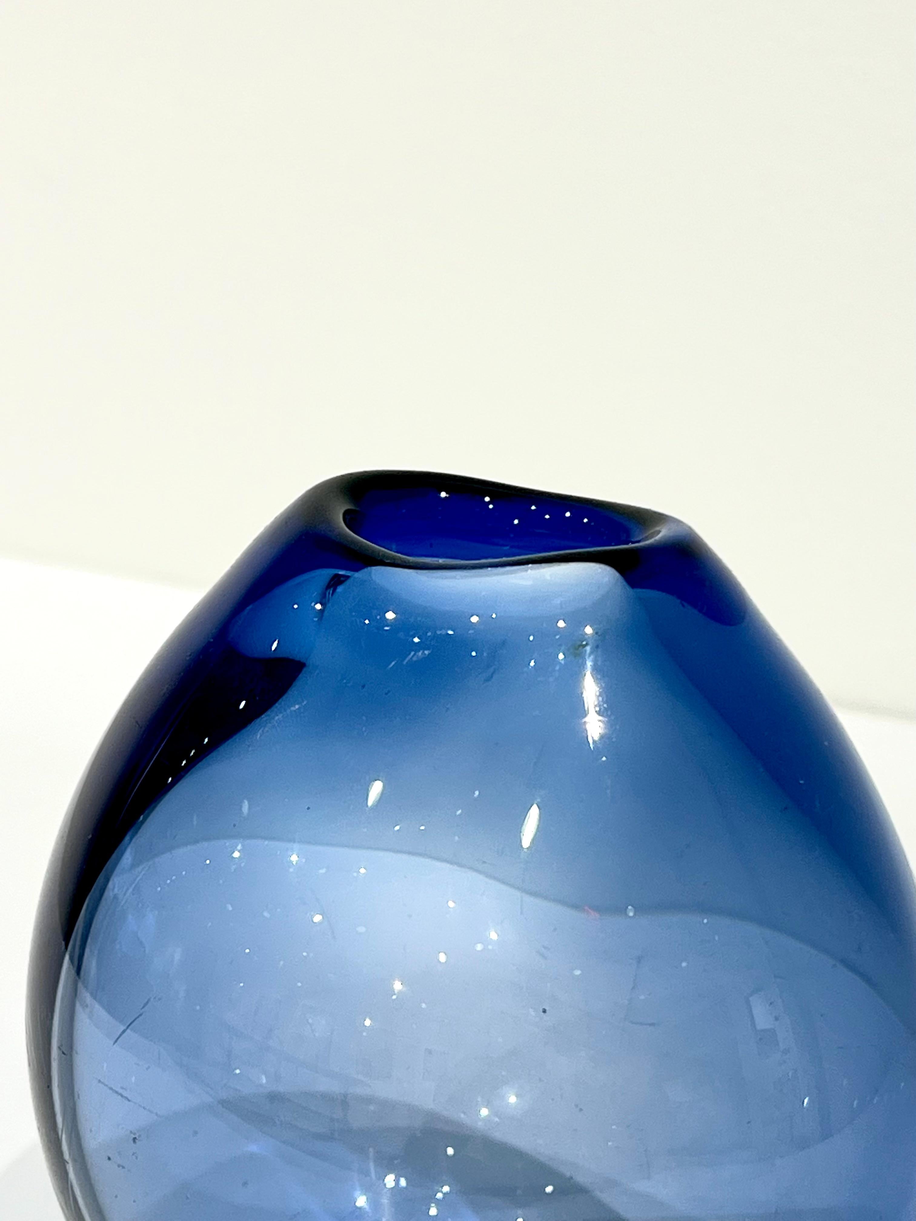 Mid-20th Century Handblown Blue Glass Vase by Per Lutken for Holmegaard For Sale