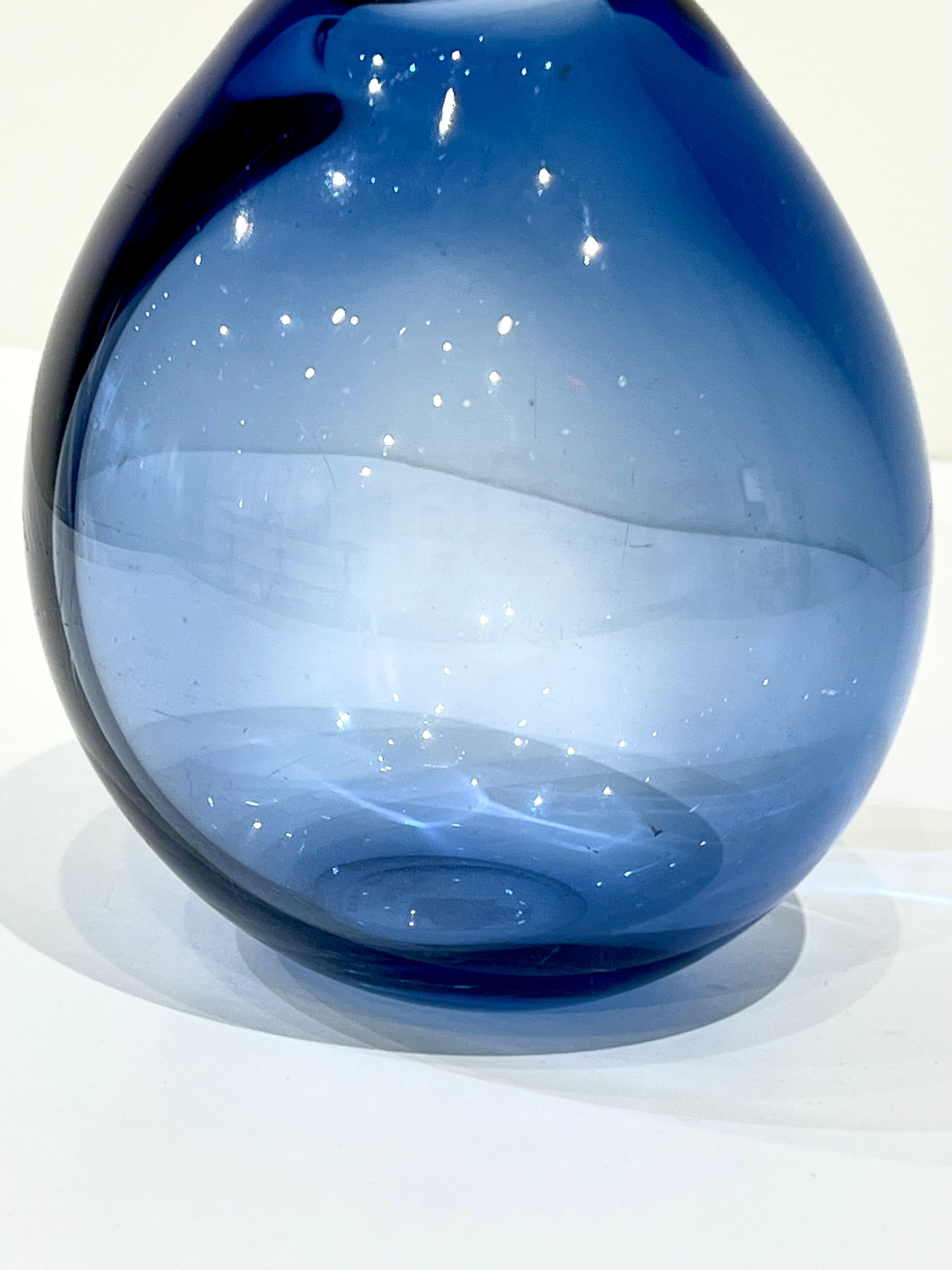 Handblown Blue Glass Vase by Per Lutken for Holmegaard For Sale 1