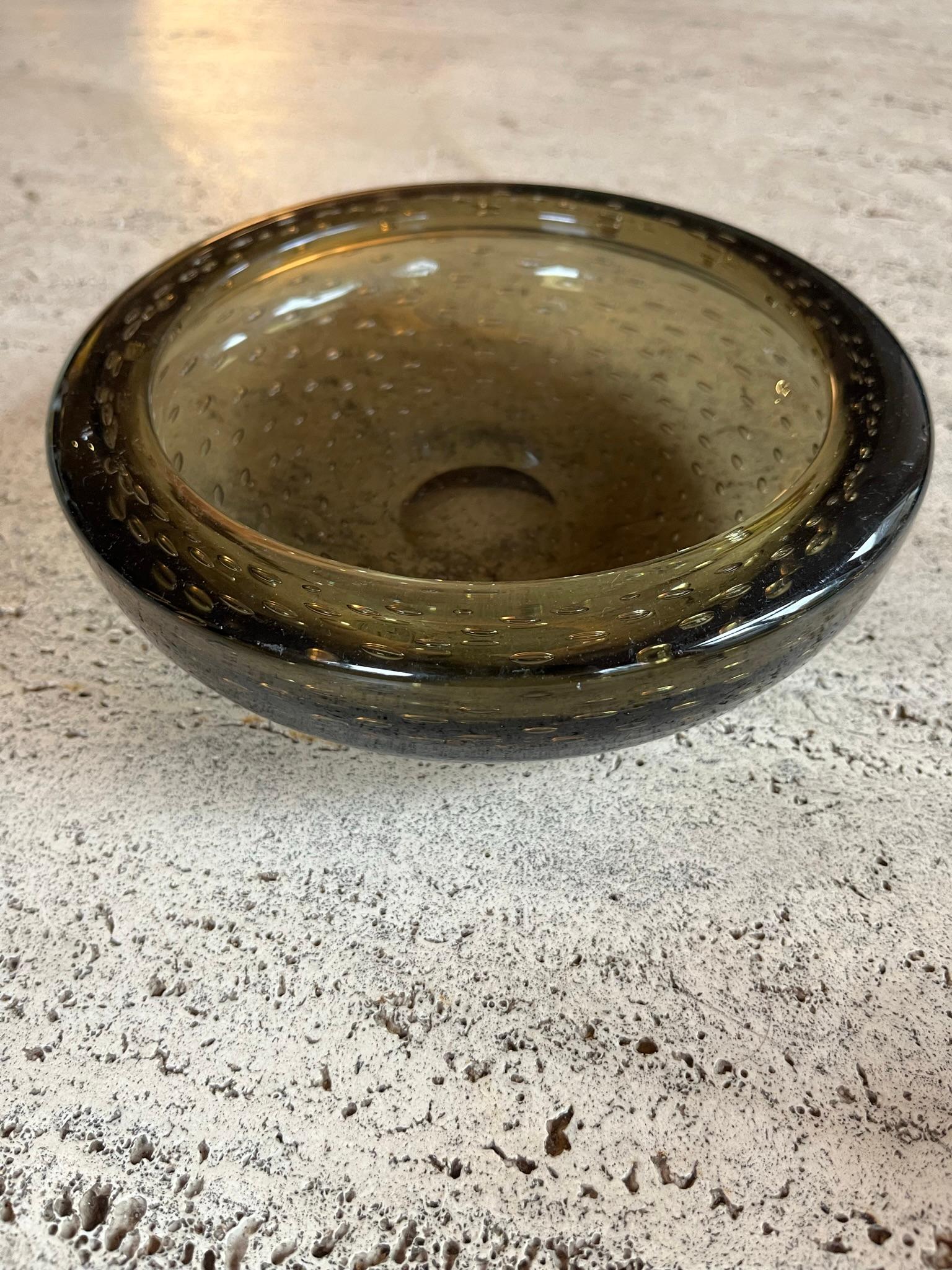 Mid-Century Modern Handblown bubble glass bowl For Sale