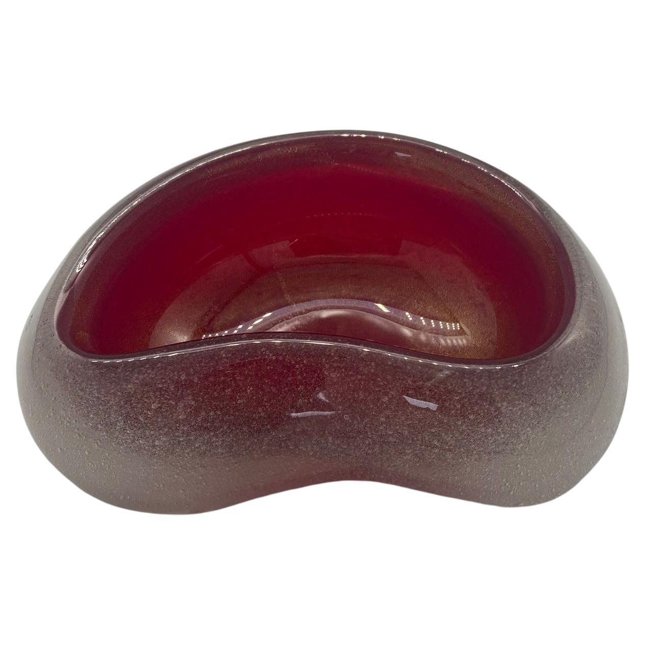 Handblown Cherry Red Biomoprhic Murano Glass Ring Tray For Sale