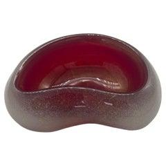Vintage Handblown Cherry Red Biomoprhic Murano Glass Ring Tray