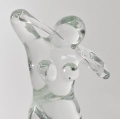 Handblown Colorless Glass Sculpture of a Nude Female
