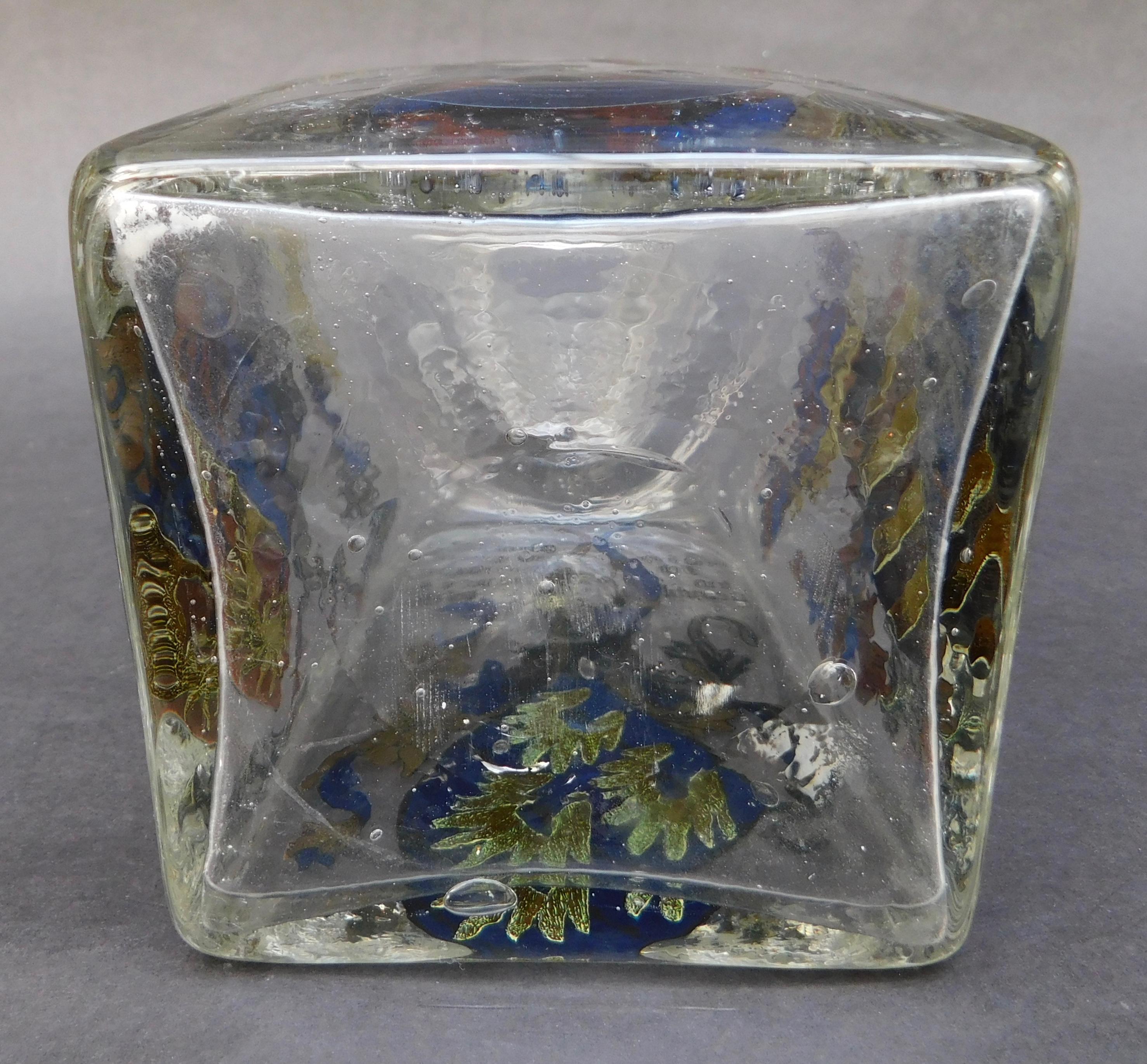 Handblown Continental Glass Decanter with Painted Enamel Decorated Panels For Sale 5