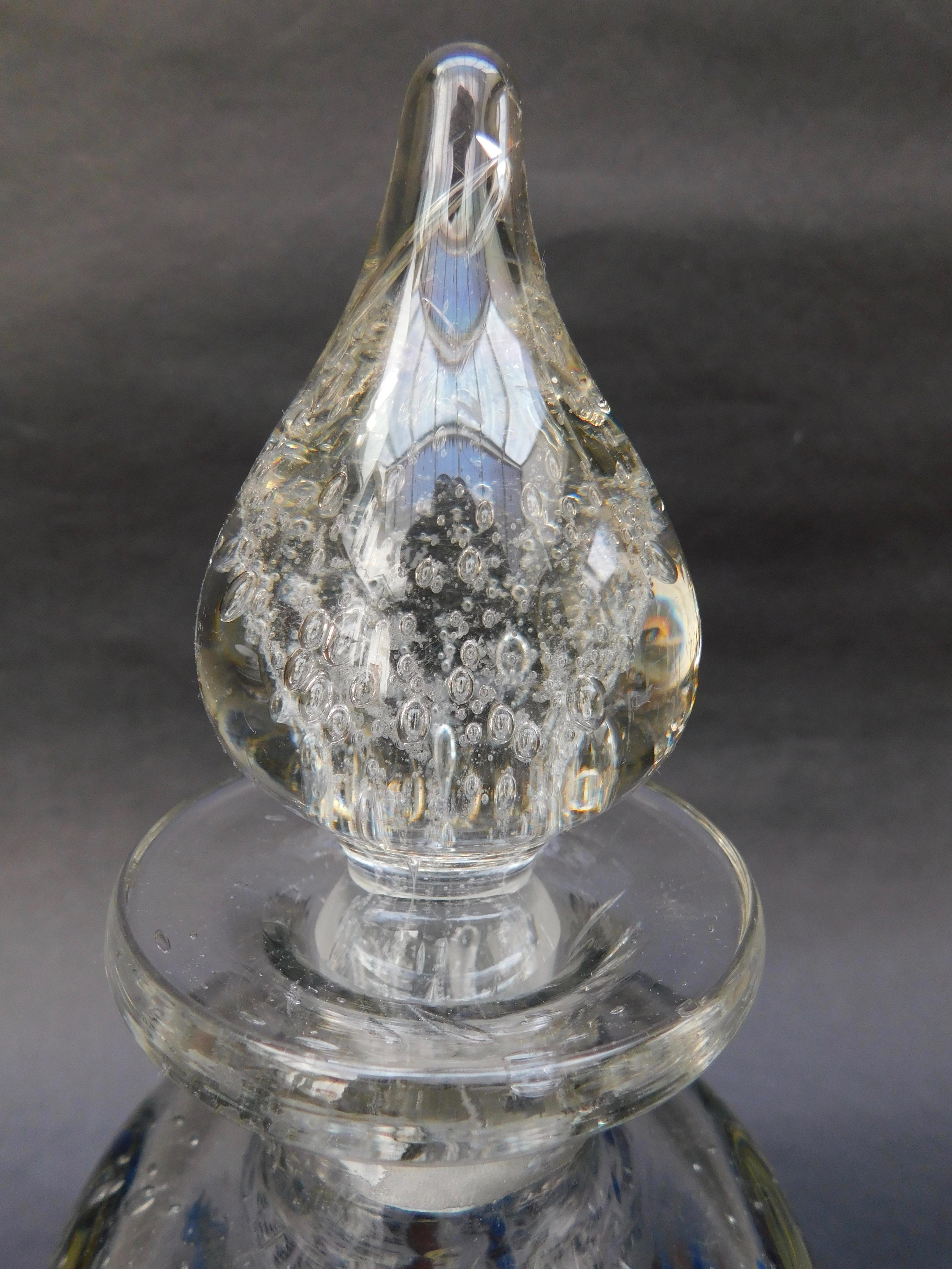 Handblown Continental Glass Decanter with Painted Enamel Decorated Panels In Good Condition For Sale In Antwerp, BE