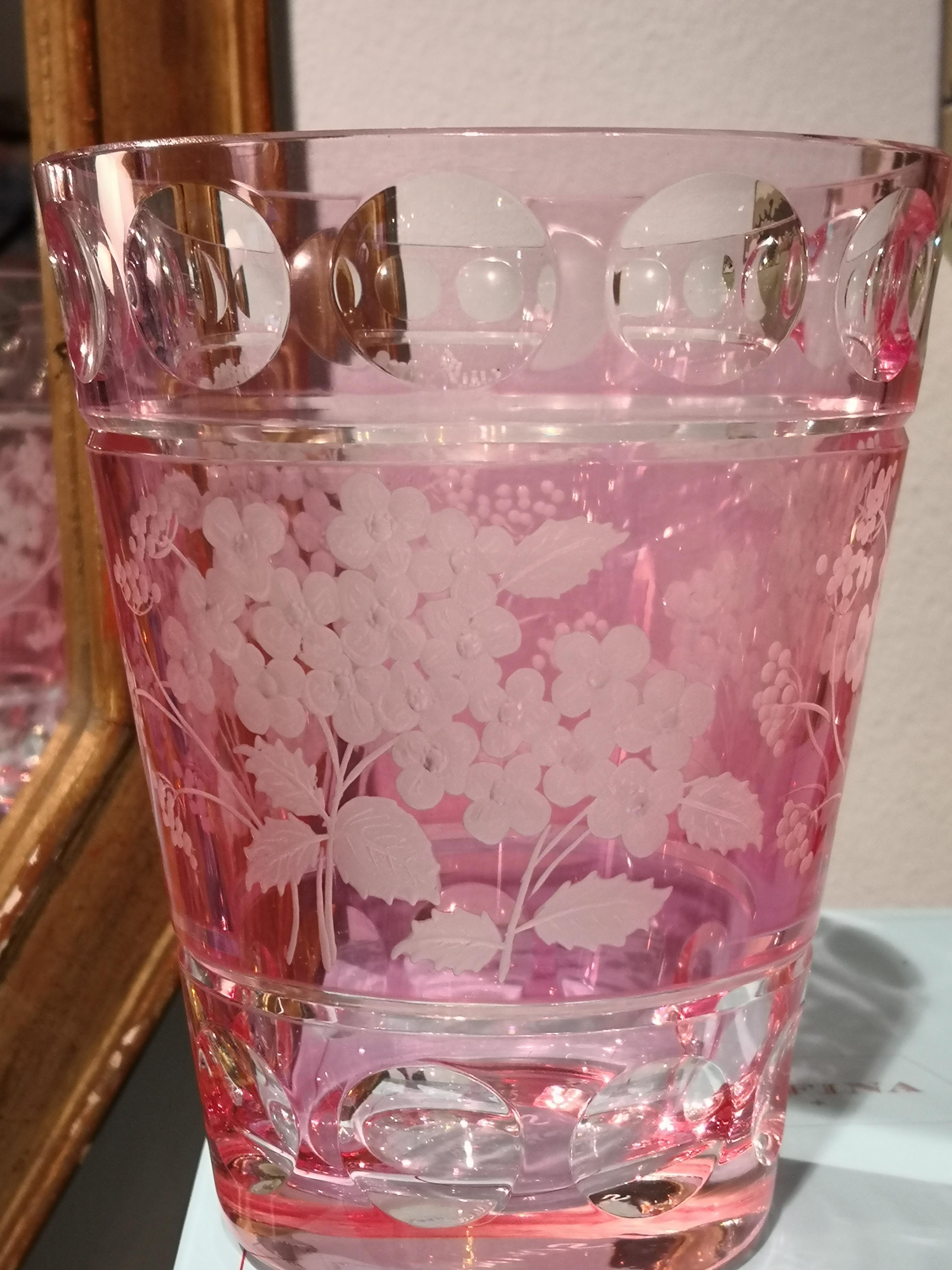 Hand Blown Country Style Crystal Vase Pink Sofina Boutique Kitzbuehel For Sale 2