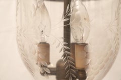 Hand Blown Etched Bell Jar Hall Lantern, Late 19th Century English