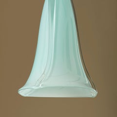 1970s handblown Italian Murano turquoise aqua fluted Pendant