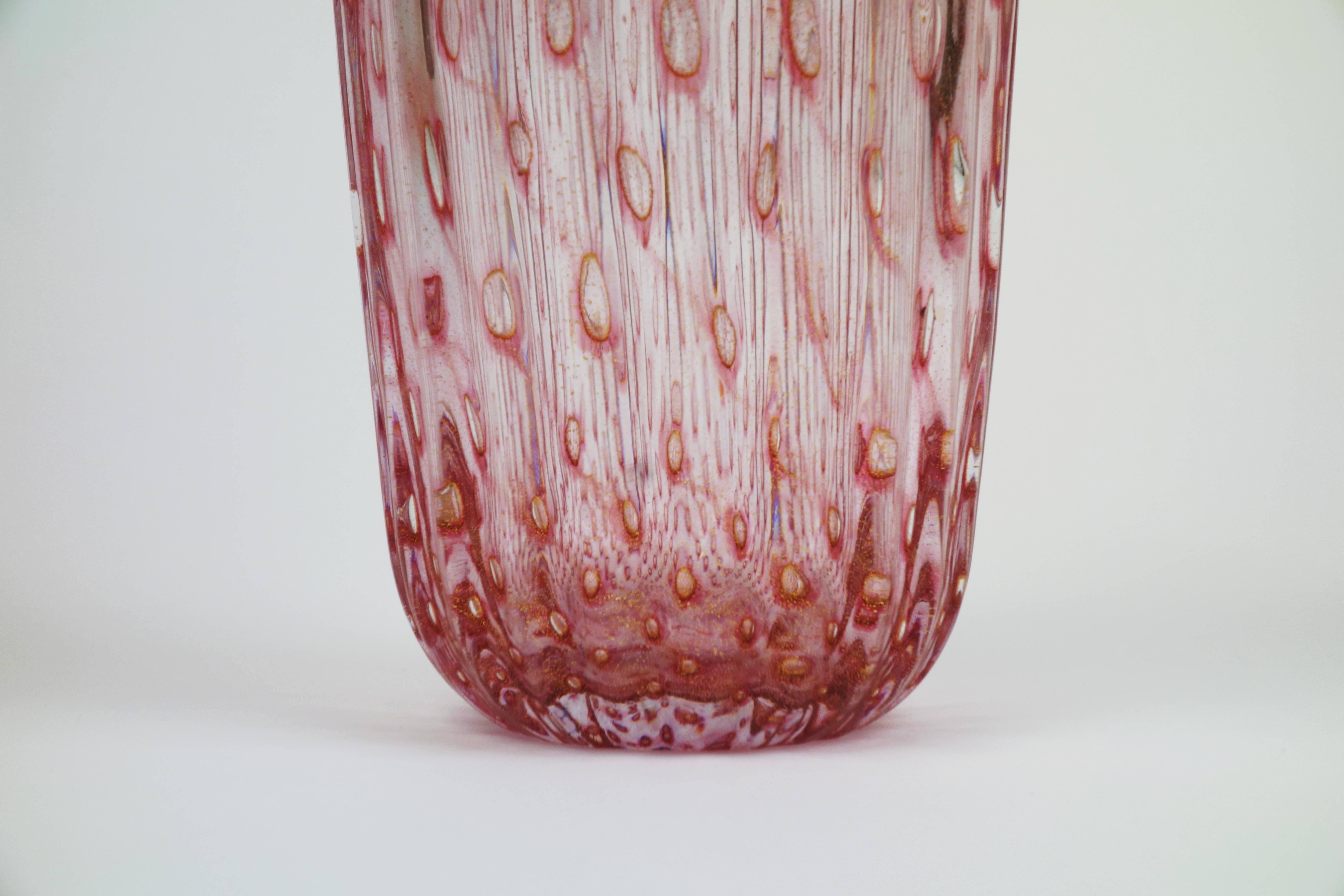 Vase aus mundgeblasenem, kanneliertem Muranoglas von Fratelli Toso, Murano, Italien, 1950er Jahre (Mitte des 20. Jahrhunderts) im Angebot