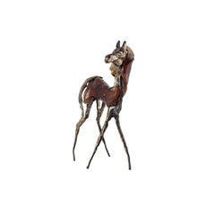 Handblown Glass and Bronze Horse Sculpture by Lune