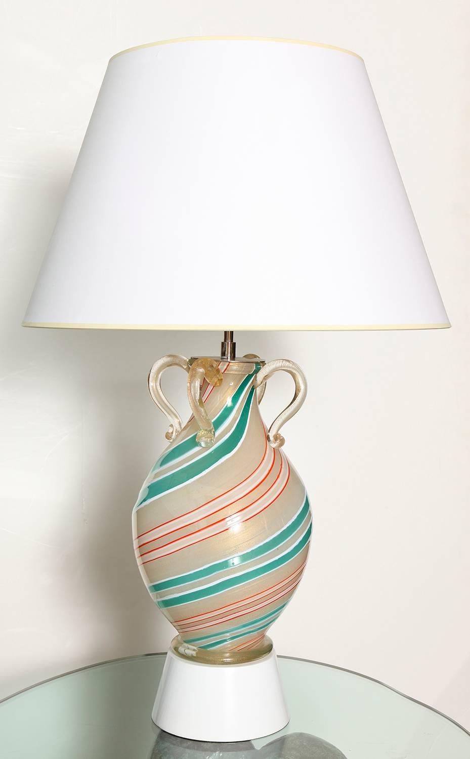 Italian Handblown Glass Lamp by Barovier For Sale
