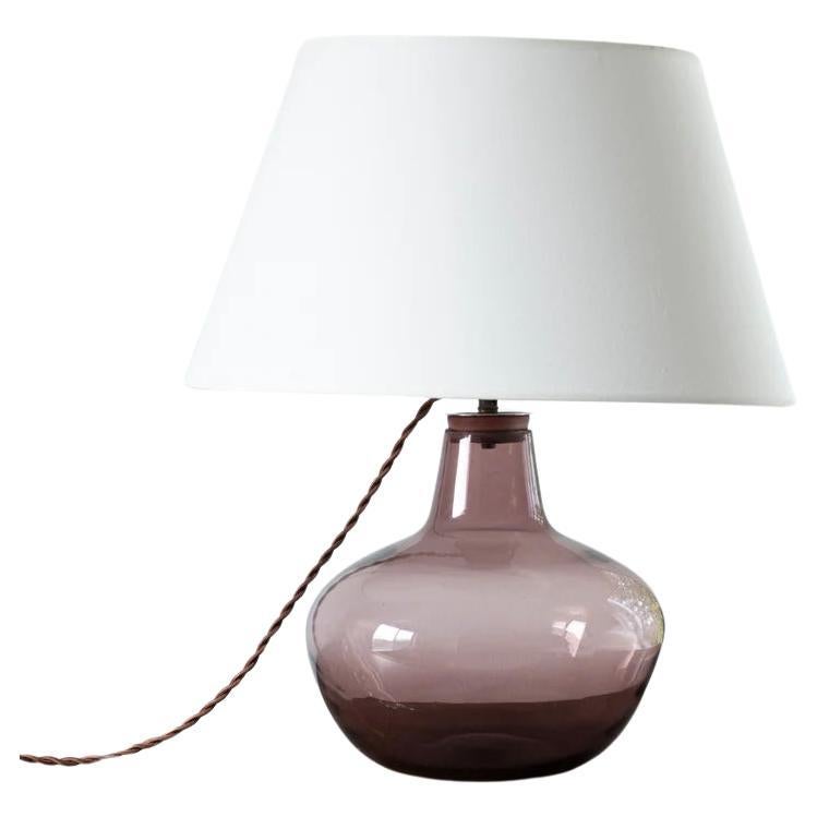 Lampe de bureau en verre soufflé à la main par Claude Morin, années 1981, France en vente