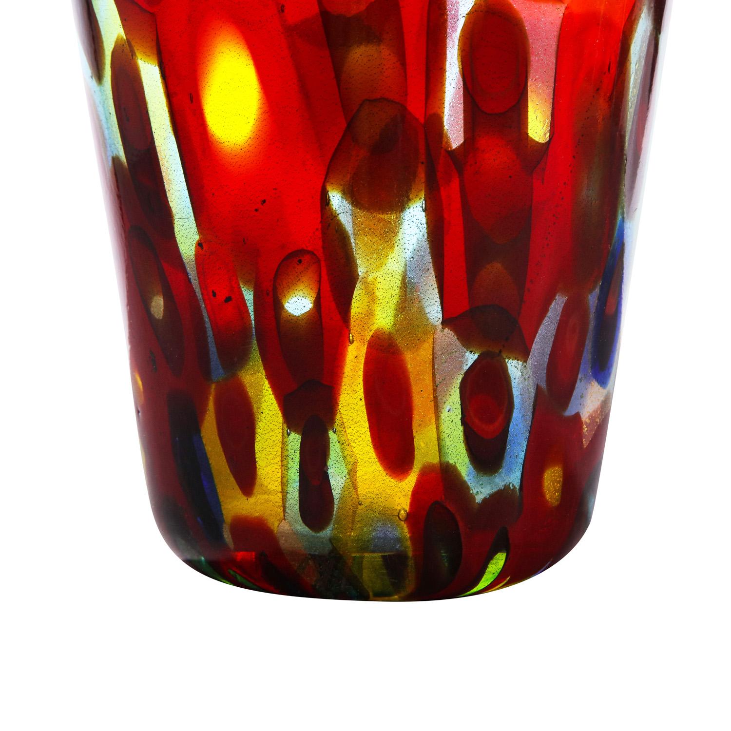 Italian Handblown Glass Vase with Large Murrhines by Anzolo Fuga for A.V.E.M, 1950s For Sale