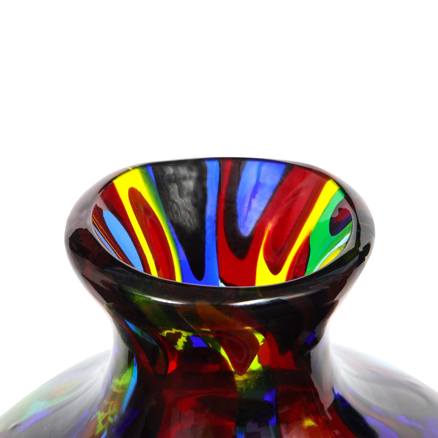 Mid-Century Modern Glass Vase with Large Murrhines by Anzolo Fuga for A.V.E.M, 1956 For Sale