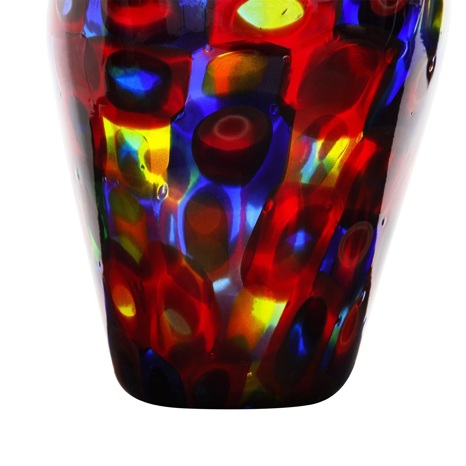 Italian Glass Vase with Large Murrhines by Anzolo Fuga for A.V.E.M, 1956 For Sale