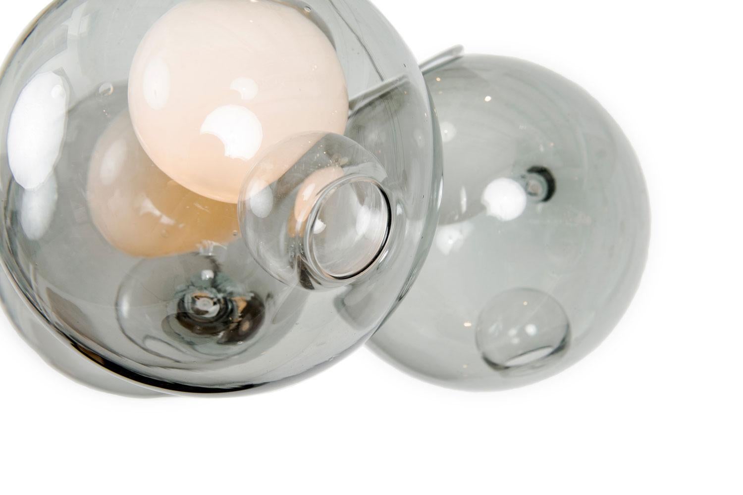 Modern Handblown Gray Orb Suspended Light Fixture, Bocci For Sale