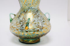 Handblown Mosque Glass Lamp in Mameluke Style Gilded with Arabic Calligraphy