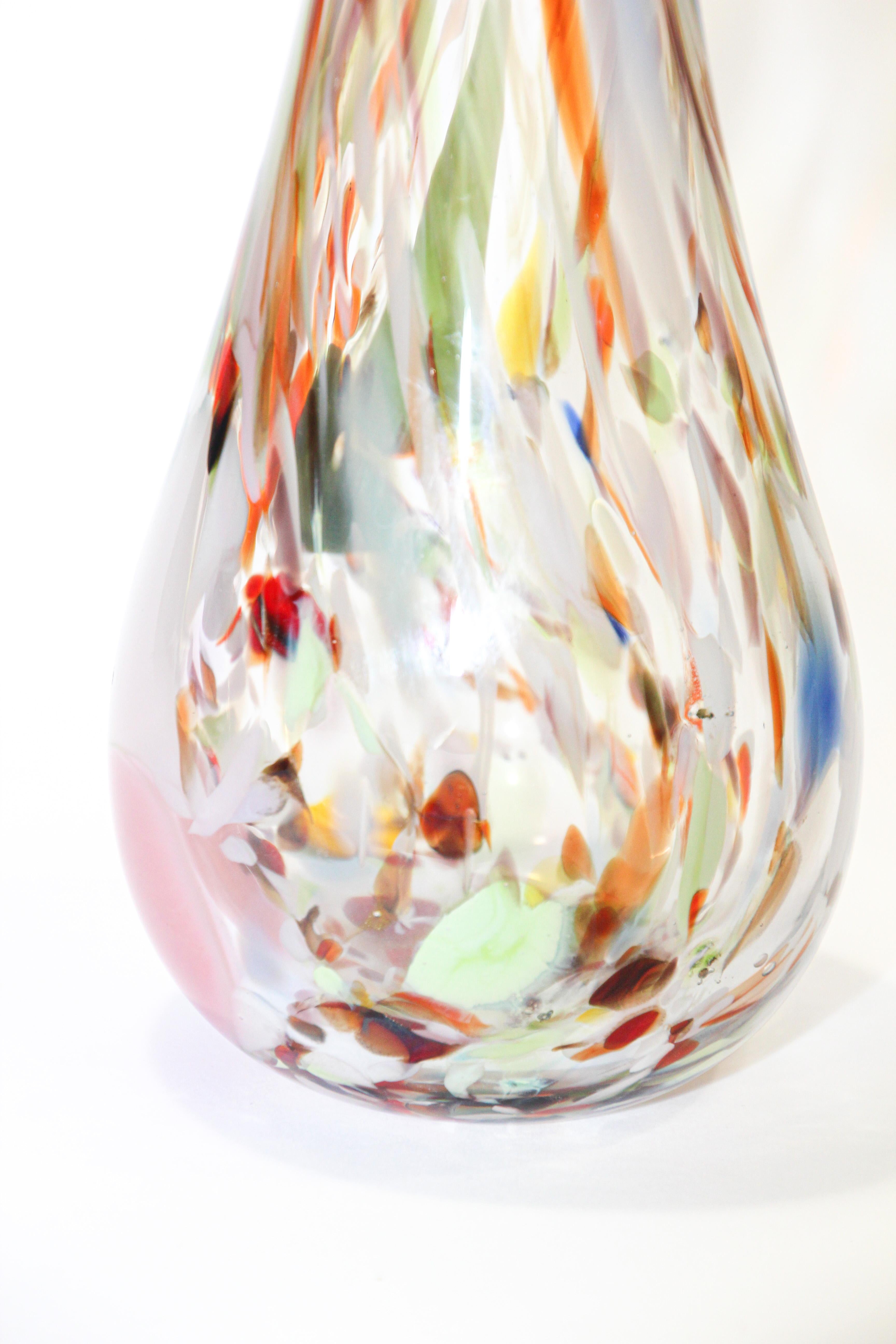 20th Century Handblown Murano Art Glass Vase Organic Shape For Sale