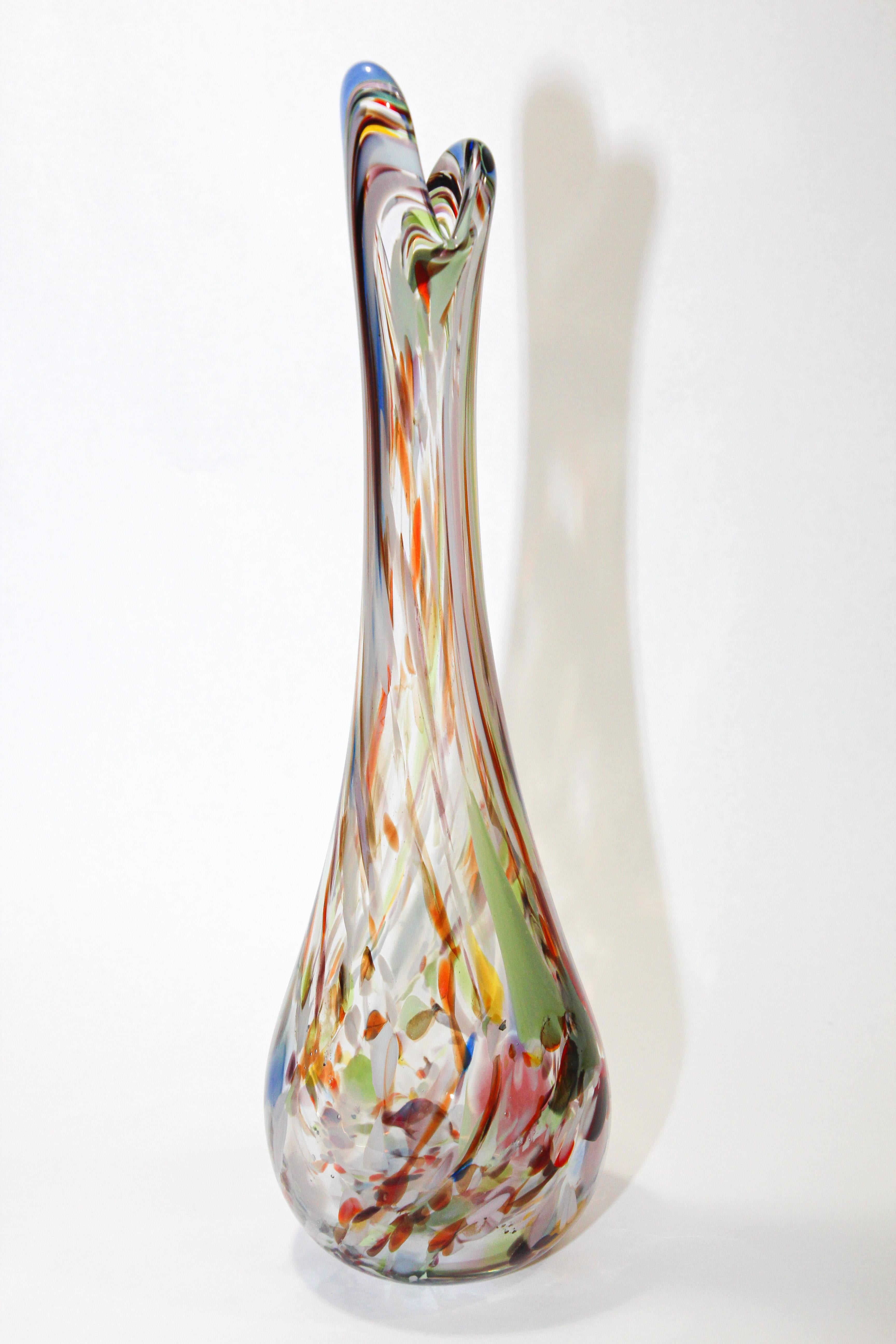 Handblown Murano Art Glass Vase Organic Shape For Sale 3