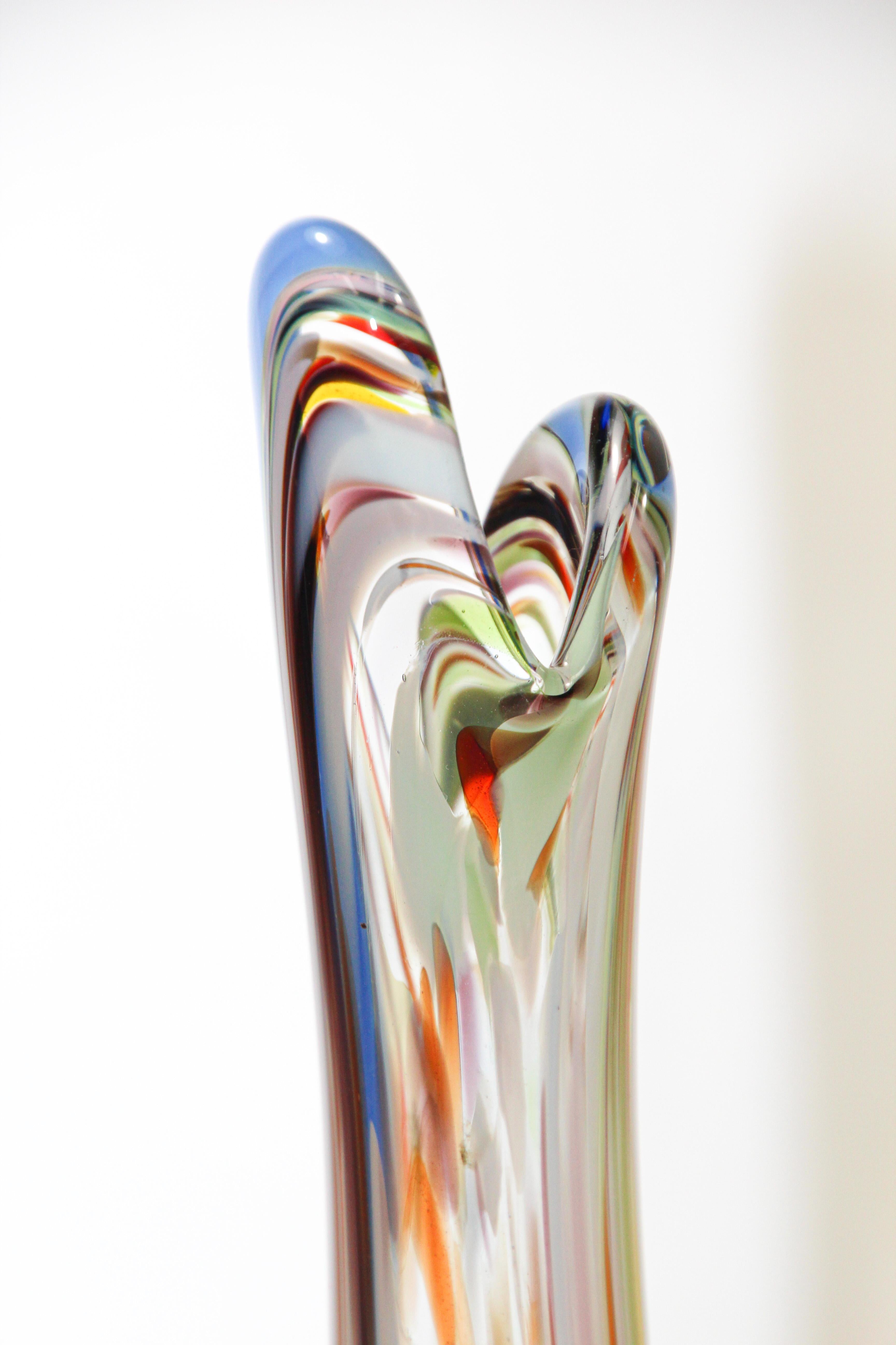 Handblown Murano Art Glass Vase Organic Shape For Sale 4