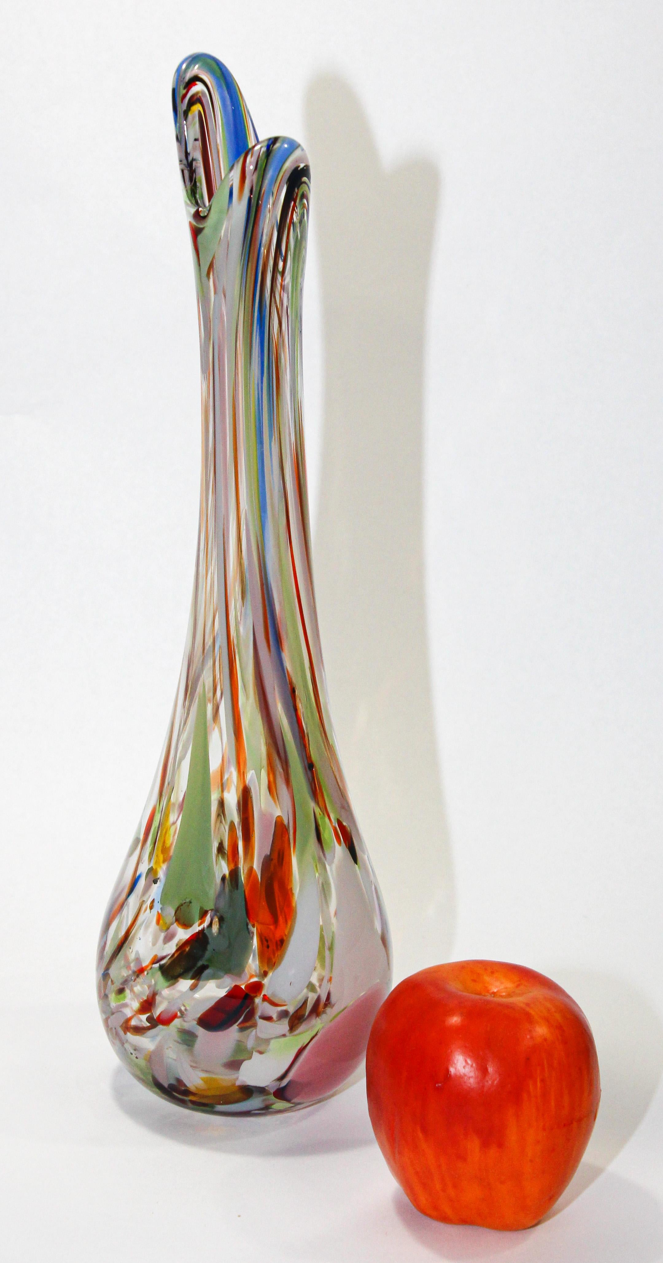 italien Vase d'art de Murano soufflé à la main de forme organique en vente