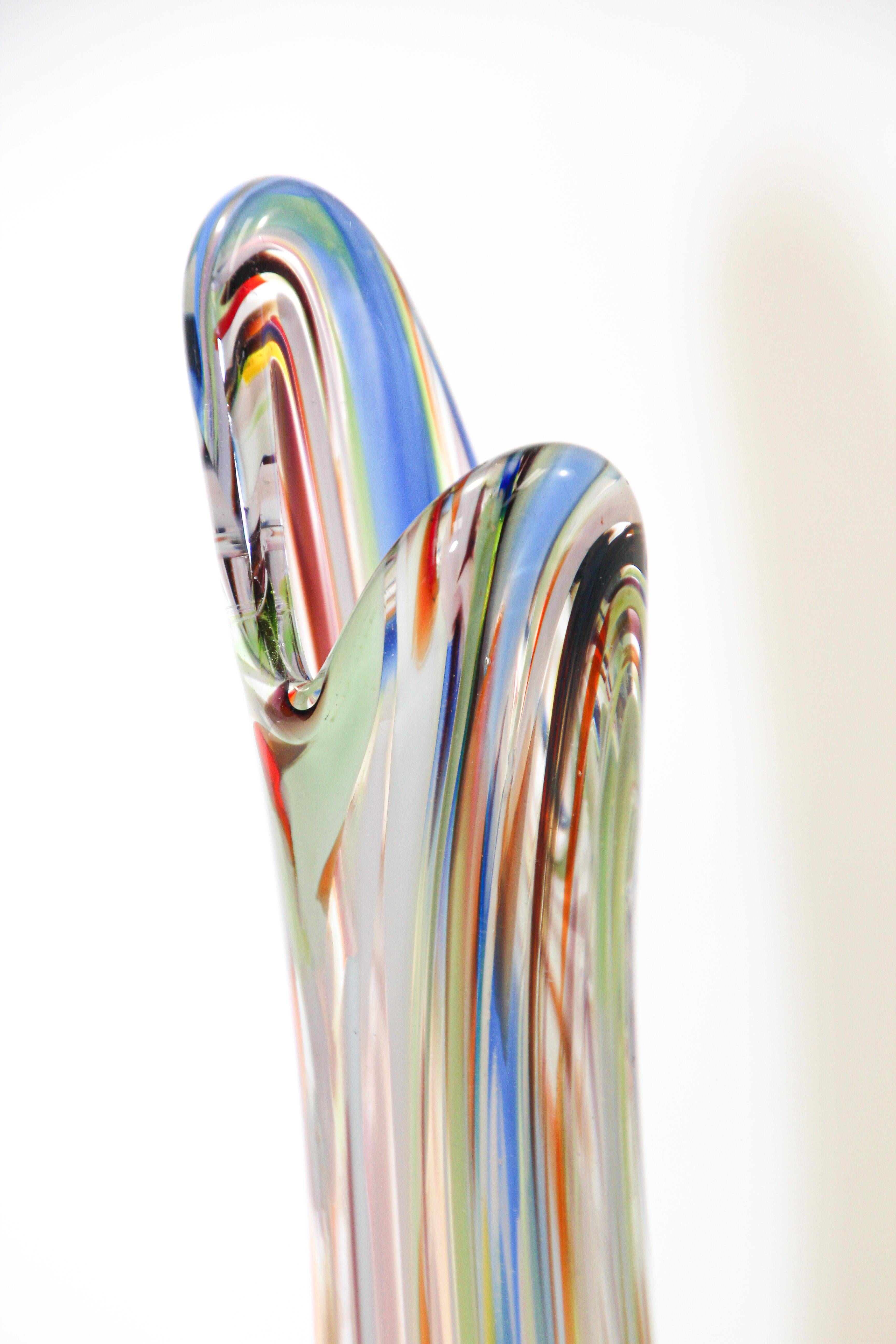 Organic Modern Handblown Murano Art Glass Vase Organic Shape For Sale