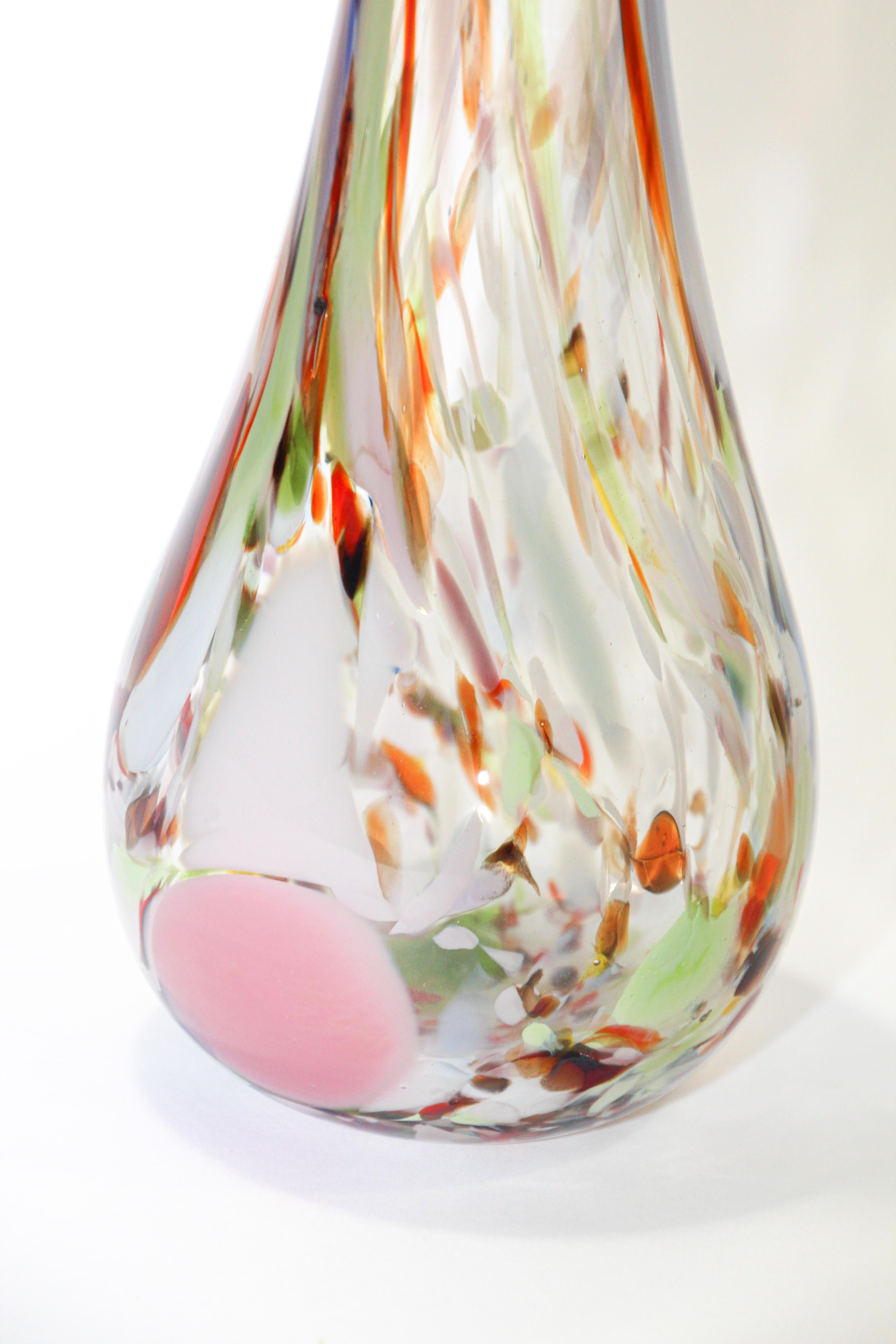 Verre d'art Vase d'art de Murano soufflé à la main de forme organique en vente