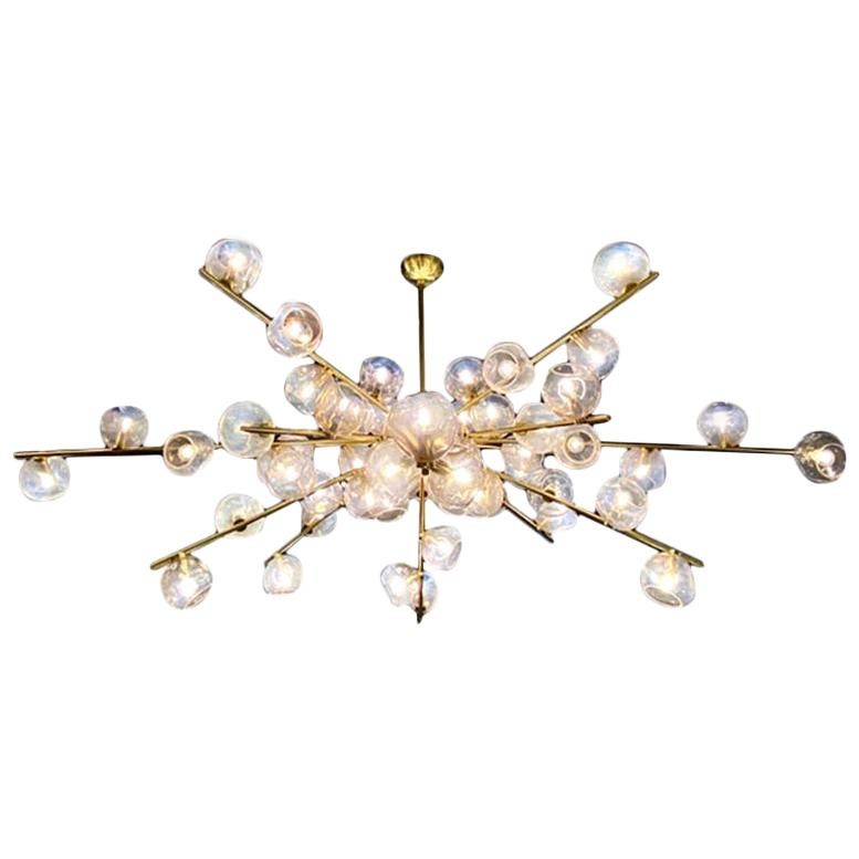 Hand Blown Murano Glass and Brass "Constellation" Chandelier by High Style Deco