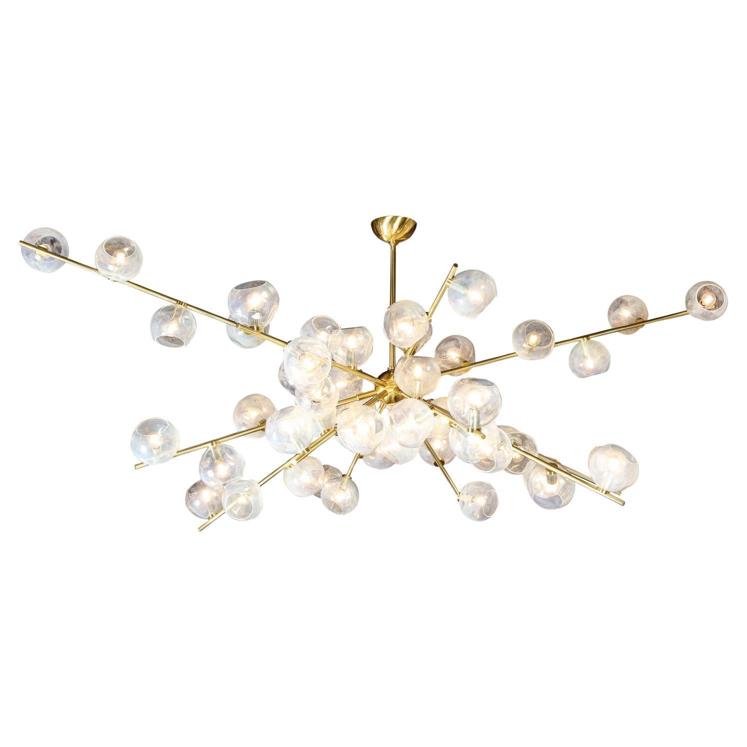 Handblown Murano Glass and Brass "Constellation" Chandelier by High Style Deco For Sale