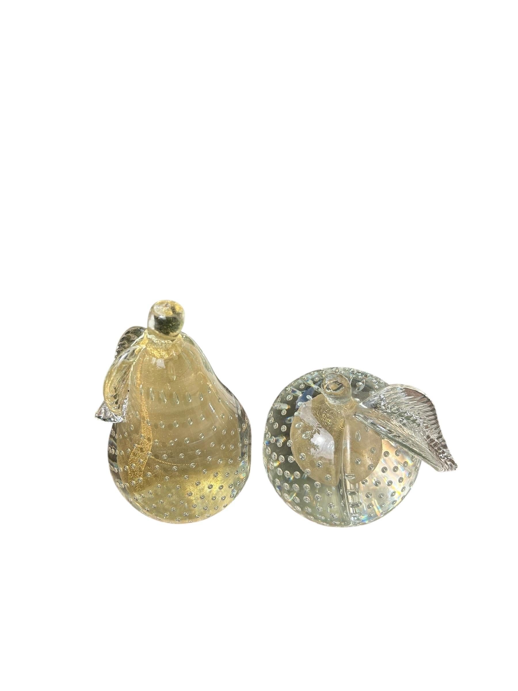 Handgeblasene Murano Glas Apfel und Birne Buchstützen im Angebot 1