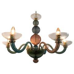Handblown Murano Glass Chandelier in the Manner of Gio Ponti, Italy, circa 1975