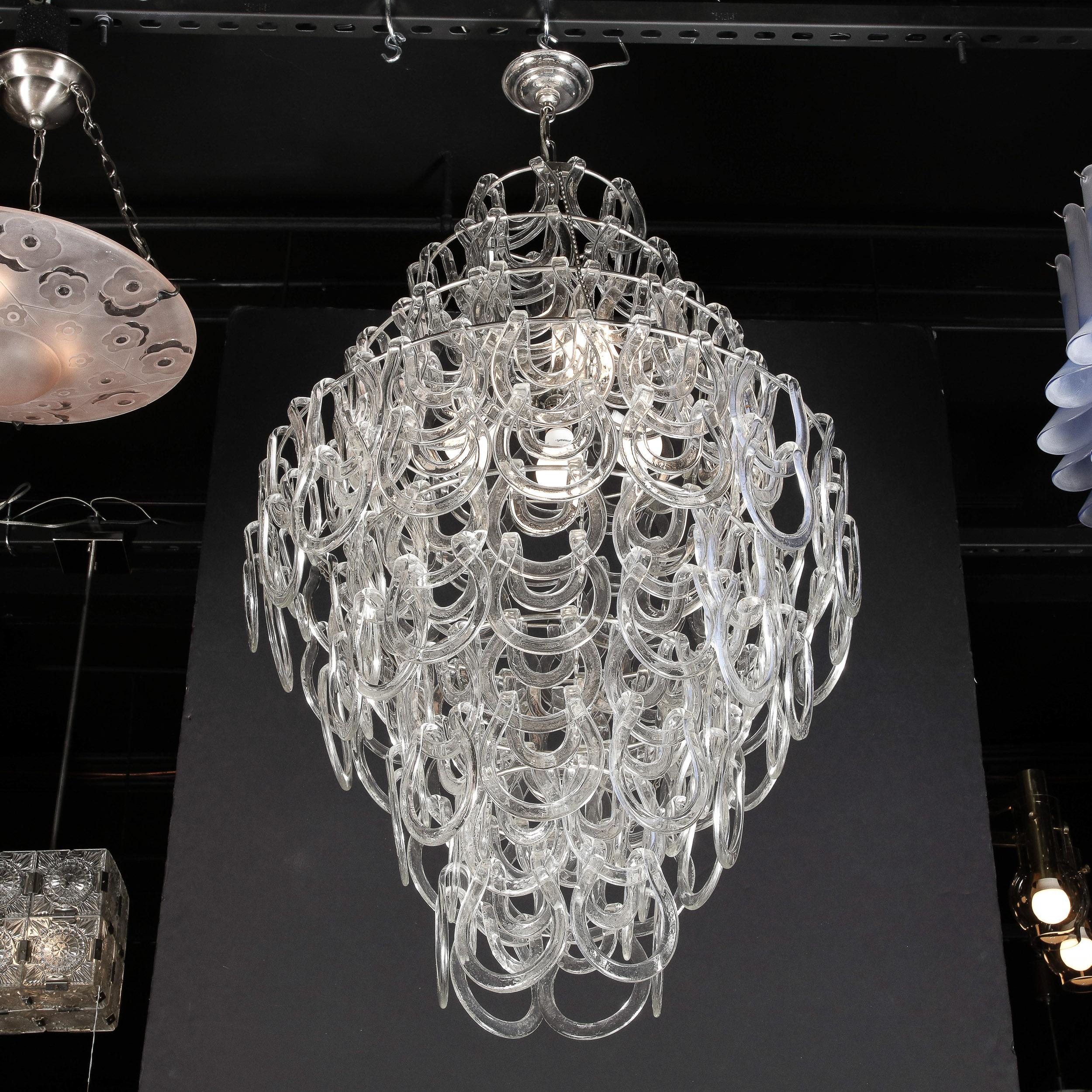 Handblown Murano Glass Giogali 'Link' Chandelier by Mangiarotti for Vistosi For Sale 6